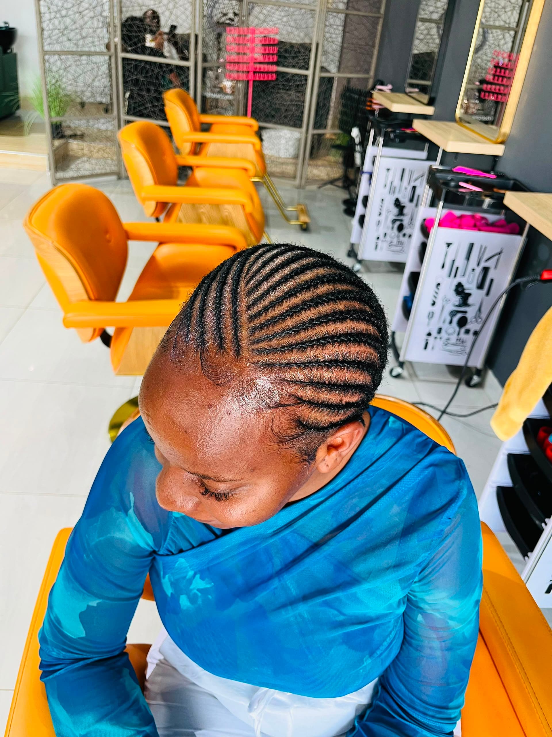 Cornrows with natural hair