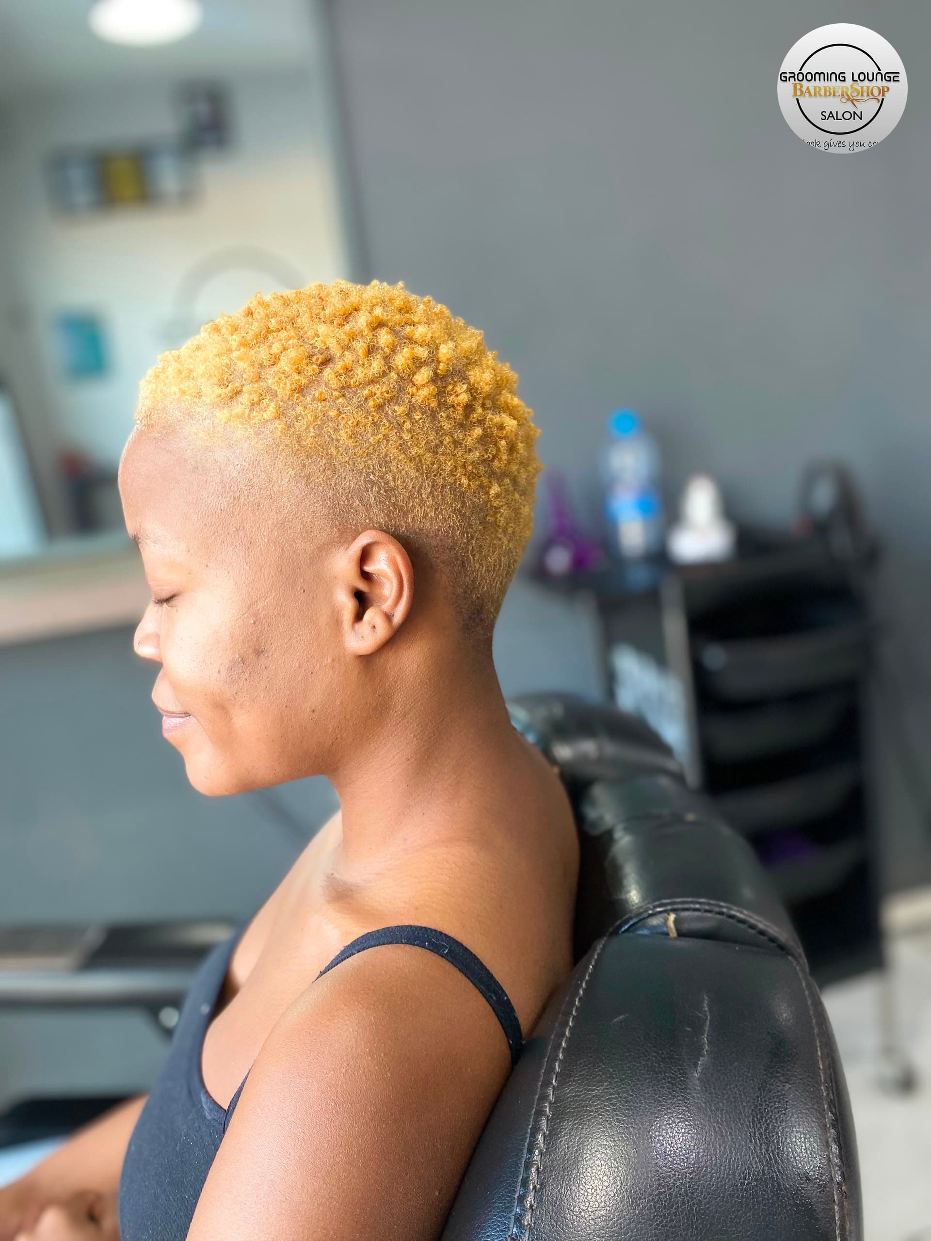 Women's blonde tapered cut (back view)